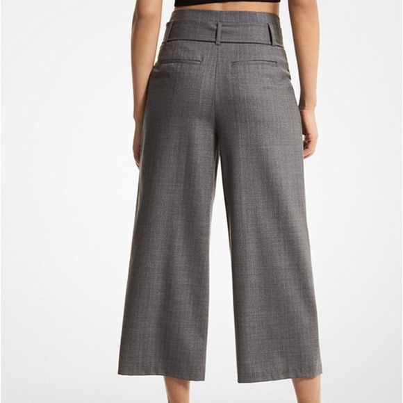 Michael Kors Striped Stretch Wool Cropped Trousers - Picture 2 of 3